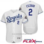 Camiseta Beisbol Hombre Kansas City Royals Alcides Escobar Blanco Flex Base2