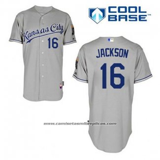 Camiseta Beisbol Hombre Kansas City Royals Bo Jackson 16 Gris Cool Base