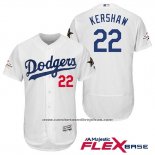 Camiseta Beisbol Hombre Los Angeles Dodgers Clayton Kershaw Blanco 2017 All Star Flex Base