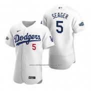 Camiseta Beisbol Hombre Los Angeles Dodgers Corey Seager Autentico 2020 Primera Blanco