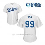 Camiseta Beisbol Hombre Los Angeles Dodgers Hyun Jin Ryu 99 Blanco Primera Cool Base