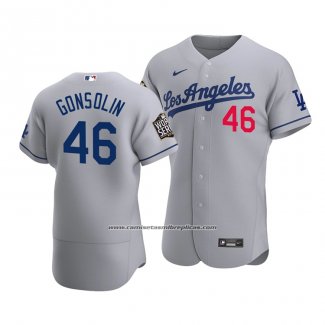 Camiseta Beisbol Hombre Los Angeles Dodgers Tony Gonsolin 2020 Autentico Road Gris