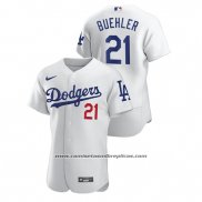 Camiseta Beisbol Hombre Los Angeles Dodgers Walker Buehler Autentico Blanco