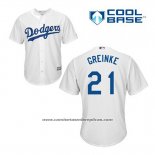 Camiseta Beisbol Hombre Los Angeles Dodgers Zack Greinke 21 Blanco Primera Cool Base