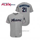 Camiseta Beisbol Hombre Miami Marlins Curtis Granderson 150th Aniversario Patch 2019 Flex Base Gris