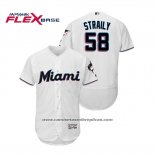Camiseta Beisbol Hombre Miami Marlins Dan Straily Flex Base Autentico Collection Primera 2019 Blanco