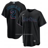 Camiseta Beisbol Hombre Miami Marlins Jazz Chisholm Jr. Replica Negro