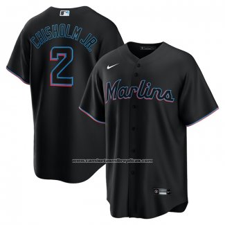 Camiseta Beisbol Hombre Miami Marlins Jazz Chisholm Jr. Replica Negro