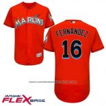 Camiseta Beisbol Hombre Miami Marlins Jose Fernandez 16 Flex Base Firebrick
