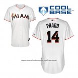 Camiseta Beisbol Hombre Miami Marlins Martin Prado 14 Blanco Primera Cool Base