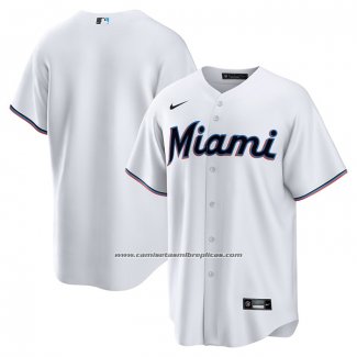 Camiseta Beisbol Hombre Miami Marlins Primera Replica Blanco