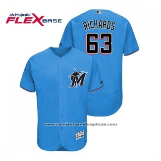 Camiseta Beisbol Hombre Miami Marlins Trevor Richards Flex Base Autentico Collection Alterno 2019 Azul