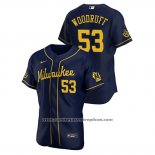 Camiseta Beisbol Hombre Milwaukee Brewers Brandon Woodruff Autentico 2020 Alterno Azul