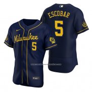 Camiseta Beisbol Hombre Milwaukee Brewers Eduardo Escobar Autentico Alterno Azul