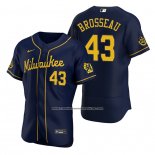 Camiseta Beisbol Hombre Milwaukee Brewers Mike Brosseau Autentico Alterno Azul