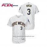 Camiseta Beisbol Hombre Milwaukee Brewers Orlando Arcia Autentico Flex Base Blanco Azul