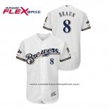 Camiseta Beisbol Hombre Milwaukee Brewers Ryan Braun 2019 Postemporada Flex Base Blanco