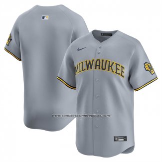 Camiseta Beisbol Hombre Milwaukee Brewers Segunda Limited Gris