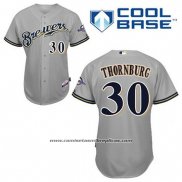 Camiseta Beisbol Hombre Milwaukee Brewers Tyler Thornburg 30 Gris Cool Base