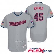 Camiseta Beisbol Hombre Minnesota Twins 2017 Estrellas y Rayas Phil Hughes Gris Flex Base