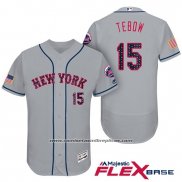 Camiseta Beisbol Hombre New York Mets 2017 Estrellas y Rayas Tim Tebow Gris Flex Base