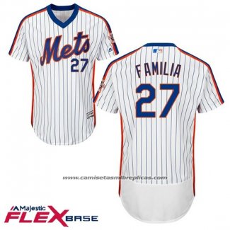 Camiseta Beisbol Hombre New York Mets 27 Jeurys Familia Flex Base Blanco