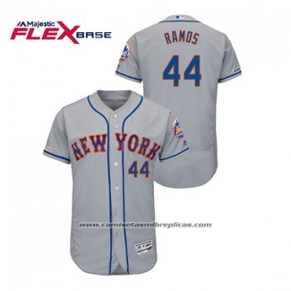 Camiseta Beisbol Hombre New York Mets A.j. Ramos 150th Aniversario Patch Autentico Flex Base Gris