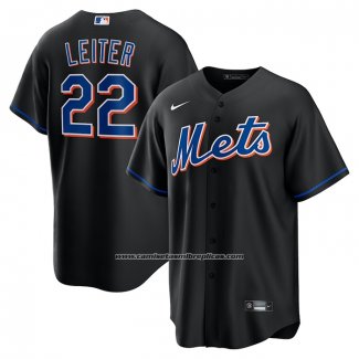 Camiseta Beisbol Hombre New York Mets Al Leiter 2022 Alterno Replica Negro