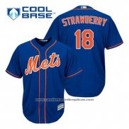 Camiseta Beisbol Hombre New York Mets Darryl Strawberry 18 Azul Alterno Primera Cool Base