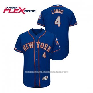 Camiseta Beisbol Hombre New York Mets Jed Lowrie 150th Aniversario Patch Autentico Flex Base Azul