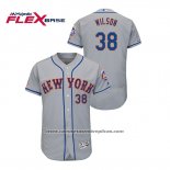 Camiseta Beisbol Hombre New York Mets Justin Wilson 150th Aniversario Patch Autentico Flex Base Gris