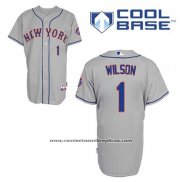 Camiseta Beisbol Hombre New York Mets Mookie Wilson 1 Gris Cool Base