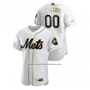 Camiseta Beisbol Hombre New York Mets Personalizada Golden Edition Authentic Blanco