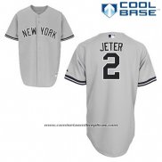 Camiseta Beisbol Hombre New York Yankees Derek Jeter 2 Gris Cool Base