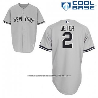 Camiseta Beisbol Hombre New York Yankees Derek Jeter 2 Gris Cool Base