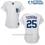 Camiseta Beisbol Hombre New York Yankees Mark Teixeira 25 Blanco Cool Base
