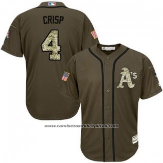 Camiseta Beisbol Hombre Oakland Athletics 4 Coco Crisp Verde Salute To Service