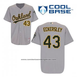 Camiseta Beisbol Hombre Oakland Athletics Dennis Eckersley 43 Gris Cool Base