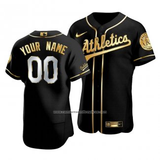 Camiseta Beisbol Hombre Oakland Athletics Personalizada Golden Edition Autentico Negro