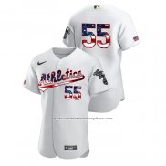 Camiseta Beisbol Hombre Oakland Athletics Sean Manaea 2020 Stars & Stripes 4th of July Blanco