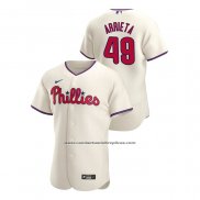 Camiseta Beisbol Hombre Philadelphia Phillies Jake Arrieta Autentico 2020 Alterno Crema