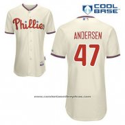 Camiseta Beisbol Hombre Philadelphia Phillies Larry Andersen 47 Crema Alterno Cool Base