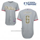 Camiseta Beisbol Hombre Philadelphia Phillies Ryan Howard 6 Gris Usmc Cool Base