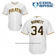 Camiseta Beisbol Hombre Pittsburgh Pirates A.j. Burnett 34 Blanco Primera Cool Base