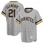 Camiseta Beisbol Hombre Pittsburgh Pirates Roberto Clemente Road Cooperstown Collection Gris