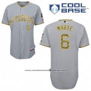 Camiseta Beisbol Hombre Pittsburgh Pirates Starling Marte 6 Gris Usmc Cool Base
