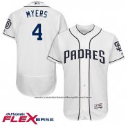 Camiseta Beisbol Hombre San Diego Padres 4 Wil Myers Blanco 2017 Flex Base