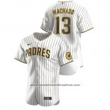 Camiseta Beisbol Hombre San Diego Padres Manny Machado Autentico Blanco Marron