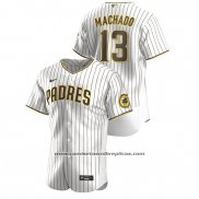 Camiseta Beisbol Hombre San Diego Padres Manny Machado Autentico Blanco Marron