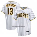 Camiseta Beisbol Hombre San Diego Padres Manny Machado Primera Replica Blanco